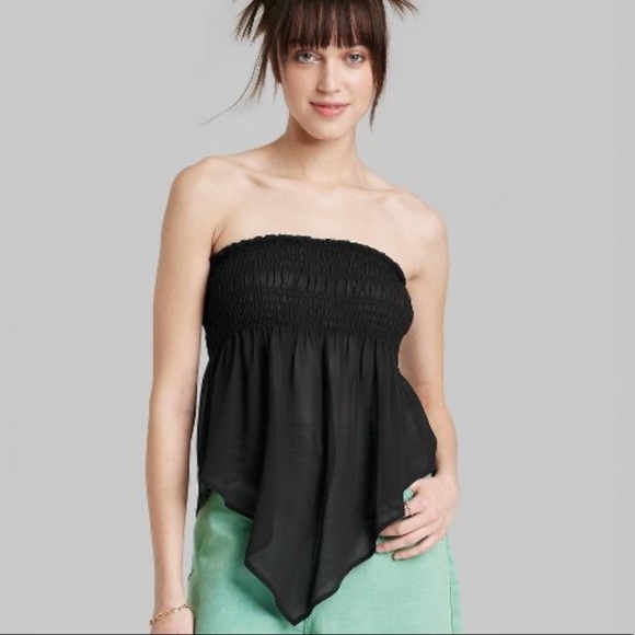 wild fable Tops - Women's sexy black sheer strapless Scarf Tube Top - Wild Fable size XS nwt